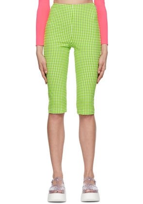 MSGM Green & White Polyester Shorts
