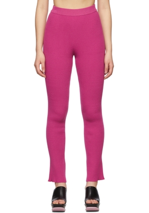 MSGM Pink Ribbed Straight Leg Pants