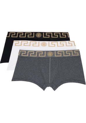 Versace Underwear Three-Pack Multicolor Greca Border Boxer Briefs