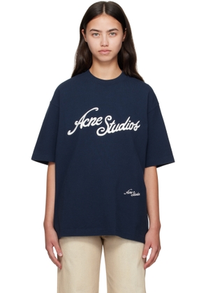 Acne Studios Navy Relaxed Fit Logo T-shirt