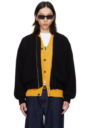 vowels Black Handstitch Knitted Bomber Jacket