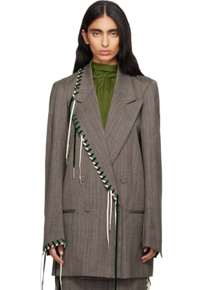 Dries Van Noten Gray Double-Breasted Blazer