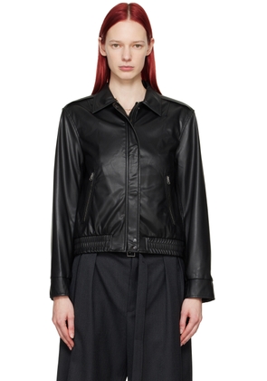 Youth Black Zip Faux-Leather Jacket