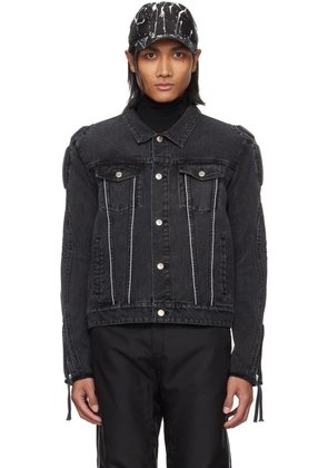 KANGHYUK Black Lock Stitched Denim Jacket