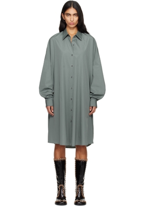 Dries Van Noten Green Cotton Shirt Midi Dress