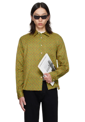 vowels Green Floral Dobby Shirt