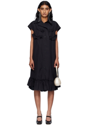 Simone Rocha Black Sleeveless Ruffle Bust Detail Midi Dress