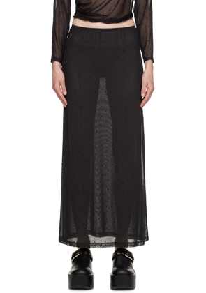 Anna Sui Black Rhinestone Maxi Skirt