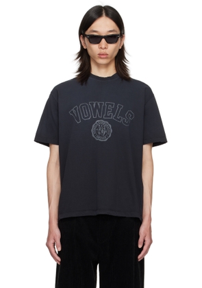 vowels Black Faded Collegiate T-shirt