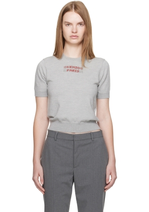 Kenzo Gray Kenzo Paris Beaded Wool Sweater