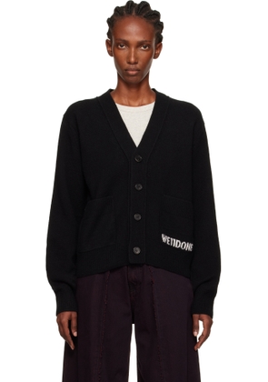 We11done Black Pocket Logo Knit Cardigan