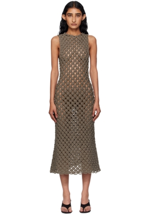 ALAÏA Taupe Hand Knotted Midi Dress