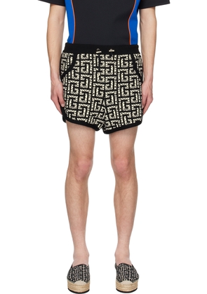 Balmain Black & White Monogram Shorts