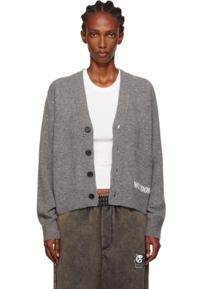 We11done Gray Pocket Logo Knit Cardigan