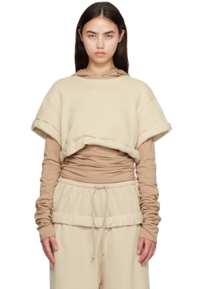 We11done Beige Layered Roll-Up Hoodie