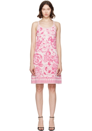 Versace Pink Underwater Barocco A-Line Knit Minidress