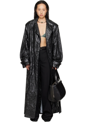 LU'U DAN Black Crumple Trench Coat