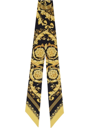 Versace Black & Gold Barocco Silk Scarf