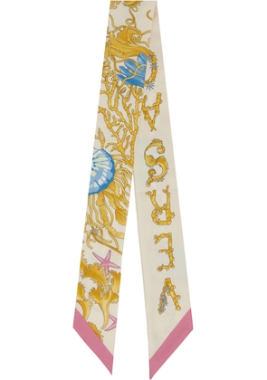 Versace Gold & Off-White Underwater Barocco Silk Scarf