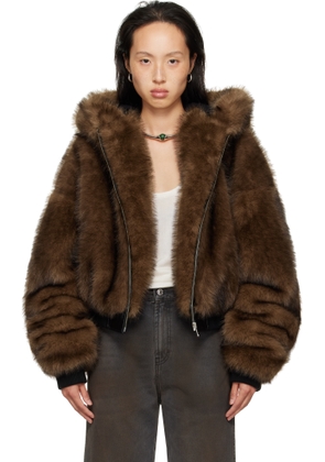 LU'U DAN Brown Yeti Outlaw Faux-Fur Jacket