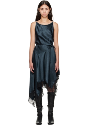 Acne Studios Navy Satin Lace Midi Dress