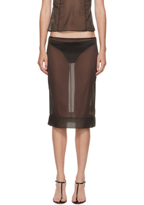 St. Agni Khaki Transparent Midi Skirt
