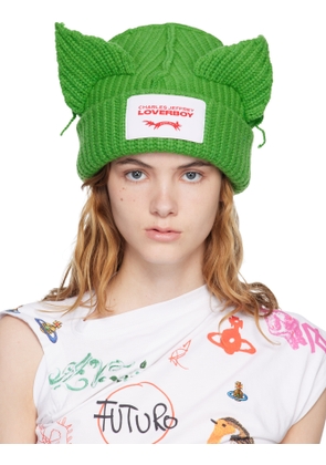 Charles Jeffrey LOVERBOY Green Chunky Ears Beanie