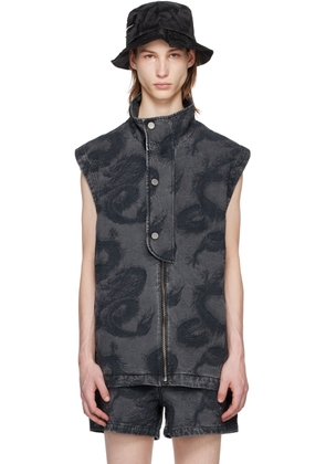 Feng Chen Wang Black Dragon Denim Vest