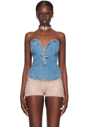 Blumarine Blue Paneled Denim Tank Top