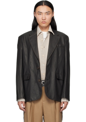MMIC Brown Boheme Faux-Leather Blazer