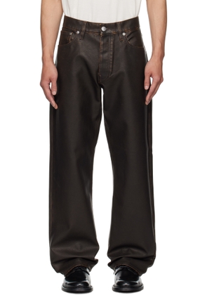 Sunflower Brown Loose Faux-Leather Trousers