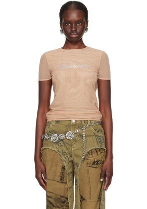 Blumarine Beige Crystal-Cut T-Shirt
