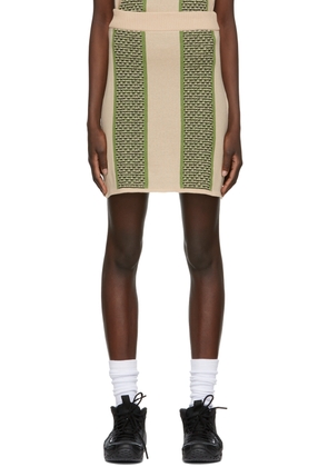 Ahluwalia Beige & Green Textured Knit Skirt