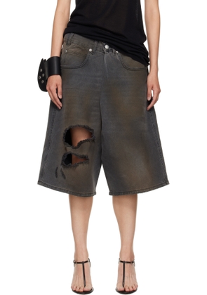 LU'U DAN Gray Kriss Kross Denim Shorts