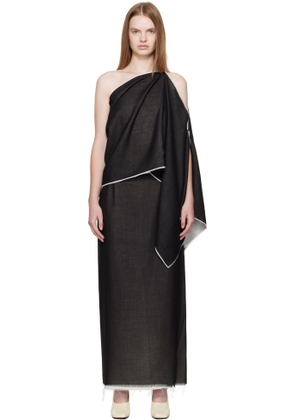 La Collection Black Macha Raw Scarf Top