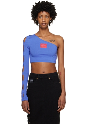 Versace Jeans Couture Blue Single-Shoulder Long Sleeve T-Shirt