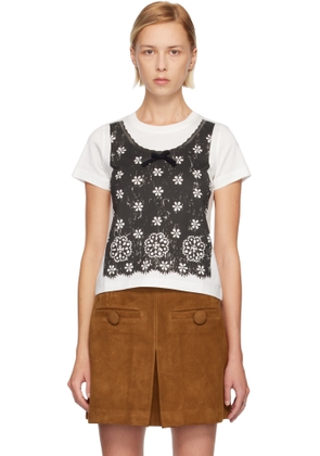 Marc Jacobs White Trompe L'Oeil Eyelet Slim T-shirt