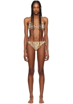 Anna Sui Orange & Brown Beaded Bikini