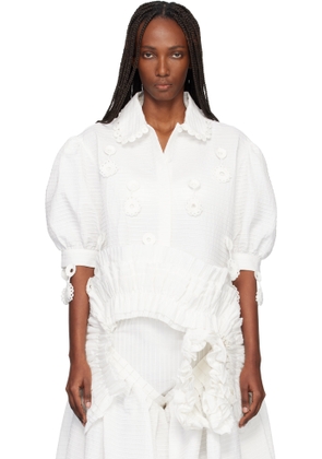 Róisín PIERCE White Iced Crochet And Ivory Pintuck Shirt