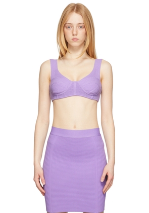 Herve Leger Purple Bouclé Bra Tank Top