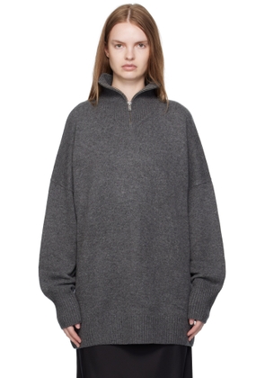 Paris Georgia Gray Oversized Zip Sweater