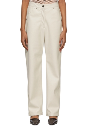 DEVEAUX NEW YORK Off-White Vegan Leather Eve Trousers