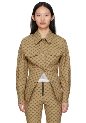 BONBOM Beige Monogram Print Jacket