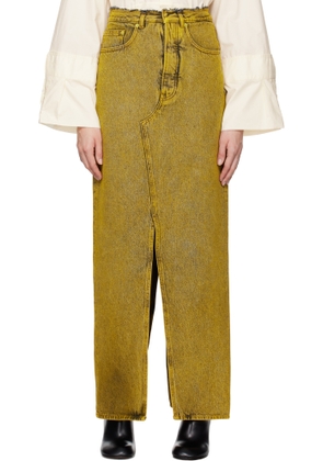 MM6 Maison Margiela Yellow Long Denim Maxi Skirt