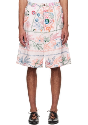 Glass Cypress Off-White Embroidered Shorts