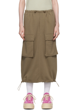 MM6 Maison Margiela Khaki Flap Pocket Midi Skirt