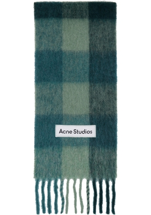 Acne Studios Green Mohair Checked Scarf