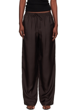 Róhe Brown Wide Leg Silk Trousers
