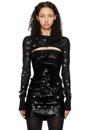 GUIZIO Black Paillette Micro Cardigan