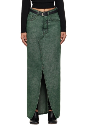 MM6 Maison Margiela Green Long Denim Maxi Skirt